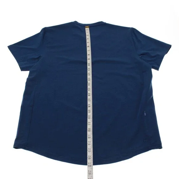 Orchard & Broome NWT Essex Short Sleeve Zip T-Shirt Size M in Blue Cotton Blend